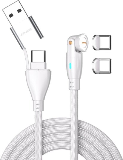 4smarts GravityCord USB-C/A 540° Magnetic Cable 100W, 1,8m - White 4smarts GravityCord USB-C/A 540° Magnetic Cable 100W, 1,8m - White
