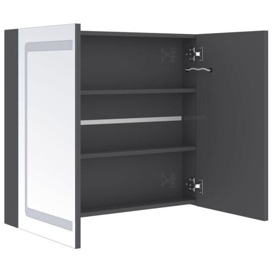 vidaXL LED-speilskap til bad blank grå 80x12x68 cm