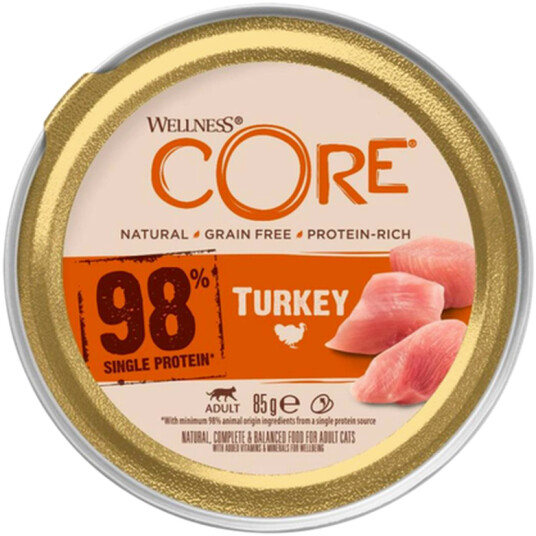 CORE Petfood 98 % kalkunpaté 85 g x 12 stk. - Helsefôr for katt