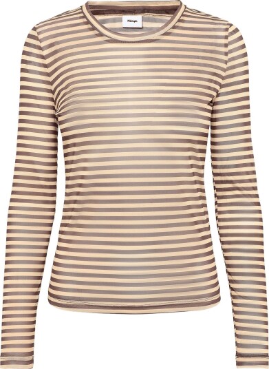 Nümph Nusine Striped Mesh Blouse Beige M