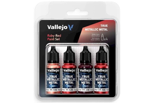 Vallejo True Metallics Ruby Red 4x18ml Vallejo True Metallics Ruby Red 4x18ml