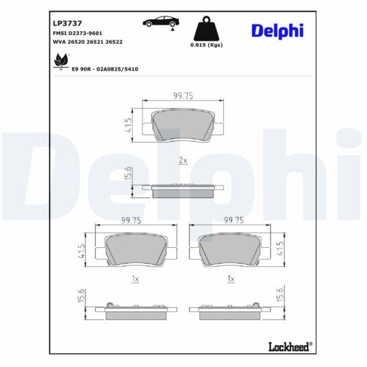 Bremseklosser DELPHI LP3737 Bremseklosser DELPHI LP3737
