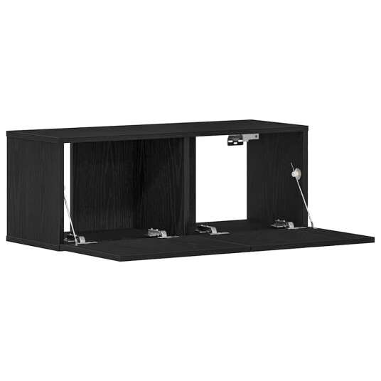 TV Veggskap Sett med 2 Svart eik 80x30x30 cm Laget av konstruert tre TV Veggskap Sett med 2 Svart eik 80x30x30 cm Laget av konstruert tre