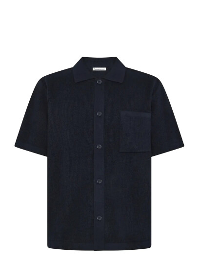 Knowledge Cotton Apparel Regular Knit Shirt Navy S