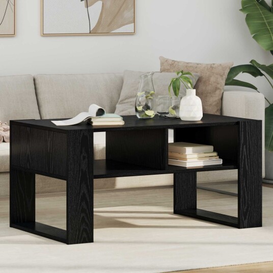 Kaffebord med lagring Svart Eik 92 x 53 x 45 cm Konstruert tre