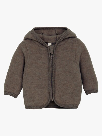 Huttelihut Ullfleecejakke Merinoull, Brown Melange, 74
