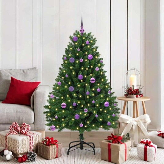  Kunstig juletre med LED  stripelys grønn 150 cm PVC og metall