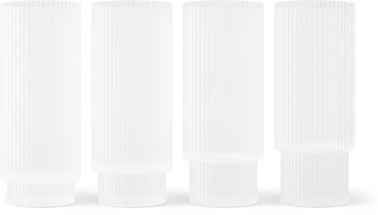 Ferm Living Ripple long drink glass 4-pakk Frosted