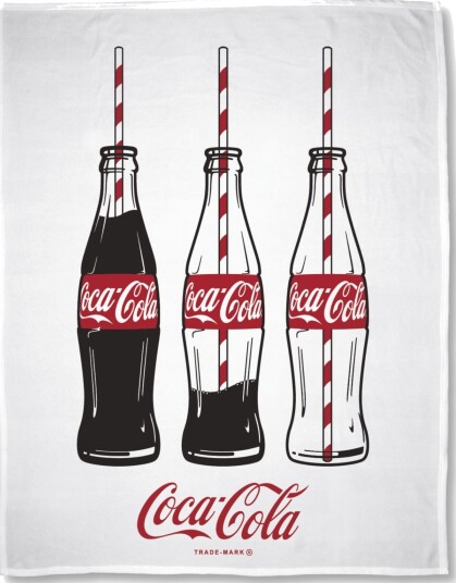 Home-Tex Barnteppe Coca Cola 150x200 cm Mykt Fleecepledd Hvit
