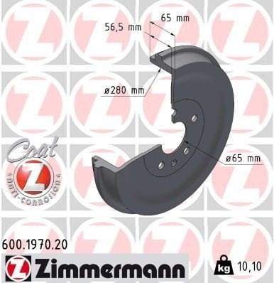 Bremsetrommel ZIMMERMANN 600.1970.20