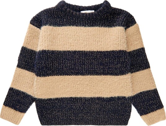 The New Genser Strikk TnIsalina Black Beauty/Beige m. Kobb The New 7 8 år 122 128 Genser Svart