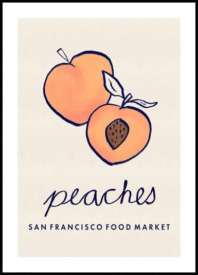 Food Art Peaches San Francisco Food Market Poster Plakat / 70x100cm