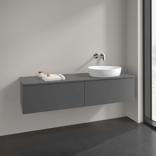Villeroy & Boch  Antao Servantskap med 2 skuffer 160x50x36 cm m/lys Antrasitt Matt
