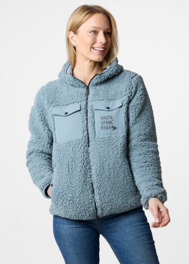 Nautic Experience Marstrand Stretch Pile Hood Jacket W Sea Green 38 Fleecetrøyer