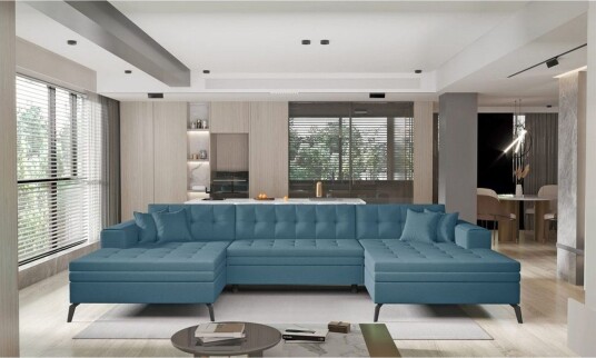 Hjørnesofa Eltap Vertizo 350x170x93 cm Savoi 38 Blå Symmetrisk