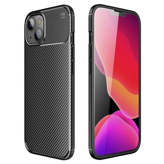 INCOVER iPhone 13 Karbonfiber Fleksibel Plast Deksel - Svart