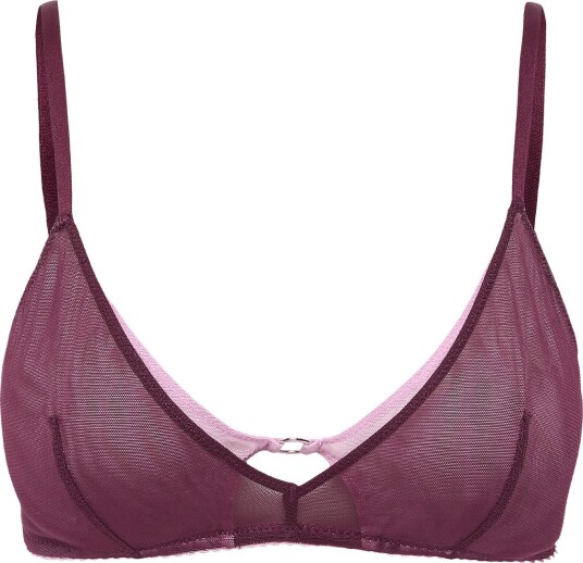 Understatement Underwear Mesh Double Triangle Bralette   Burgundy   M