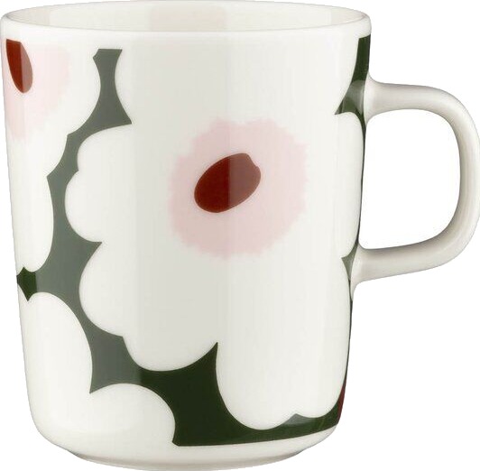Marimekko - Unikko krus 25 cl hvit/mørk grønn/rosa