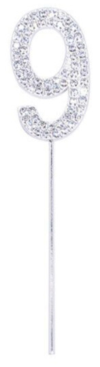 Catsson Int Group LTD Kakedekorasjon Tall Diamanter Sølv - Tallet 9