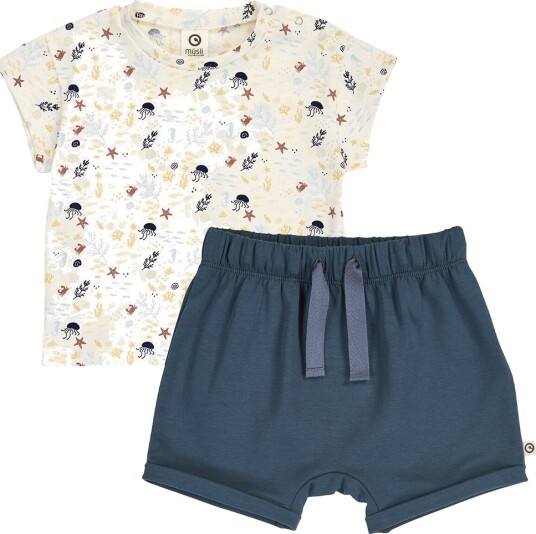 Müsli Shorts Sett - Sea - Tofu/Hamp/Navy - Müsli - 1½ år (86) - Shorts Hvit Marineblå