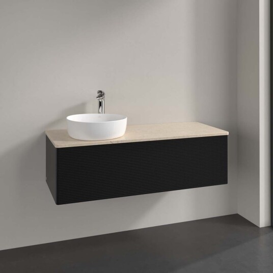 Villeroy & Boch Antao Servantskap med 1 skuff 120x50x36 cm m/lys Sort Matt/Crème Villeroy & Boch Antao Servantskap med 1 skuff 120x50x36 cm m/lys Sort Matt/Crème