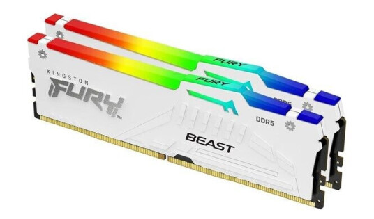 Kingston FURY Beast RGB DDR5-6800 - 32GB - CL34 - Dual Channel (2 pcs) - AMD EXPO & Intel XMP - Hvit med RGB