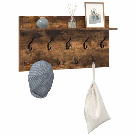  Vegghengt kleshenger Røkt eik 80 x 40 x 12 cm Konstruert tre