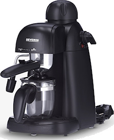 Severin 5978 Espressomaskin 800W med Melkeskummer - 4 Kopper Svart