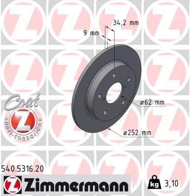 Bremseskive ZIMMERMANN 540.5316.20