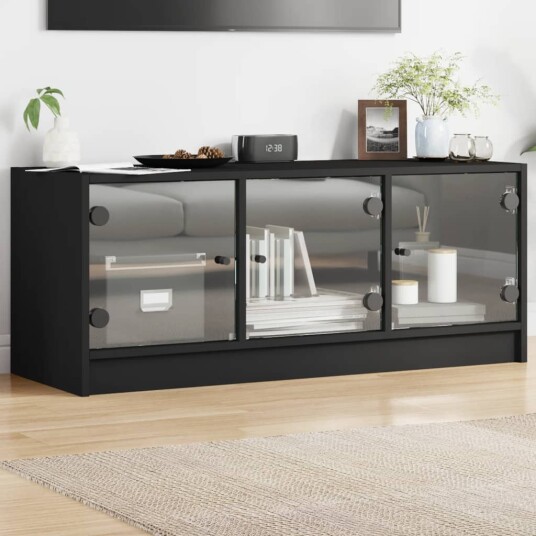 vidaXL TV-benk med dør svart 102x37x42 cm 8721012213579