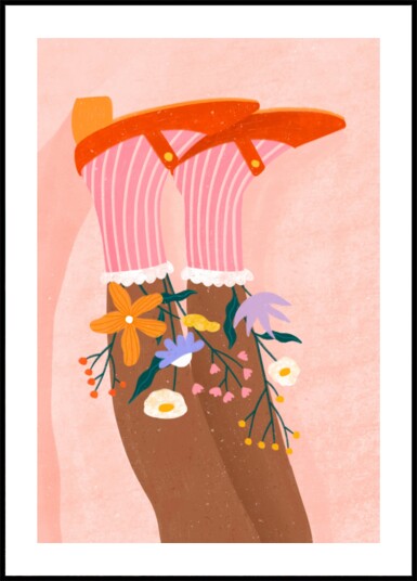 Happy Feet and Flowers Plakat / 21x30