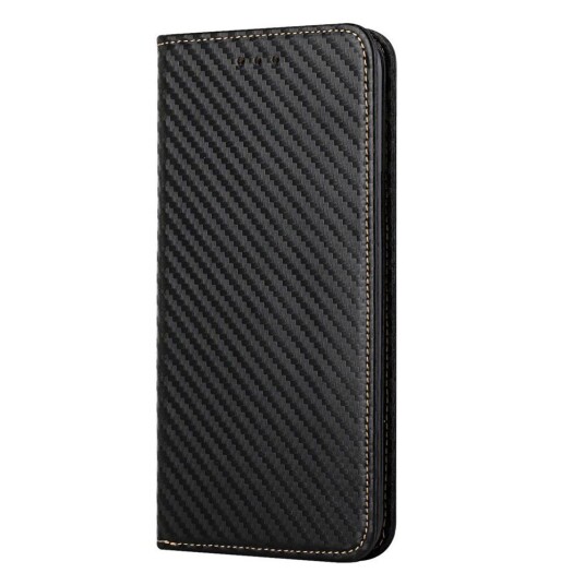 INCOVER Samsung Galaxy S23 Carbon Flip Deksel m. Lommebok & Kickstand - Svart