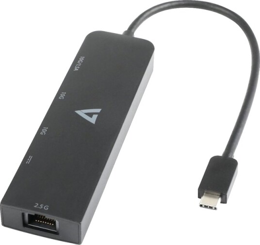 V7 V7ucrj25ghub-Blk Nettverks/Usb-Adapter Usb-C 3.2 Gen 2 2.5Gbase-T X 1 + Usb 3.2 Gen 2 X 2 + Usb-C 3.2 Gen 2 With Power Delivery X 1 Svart