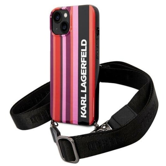 Karl Lagerfeld Klhcp14sssttp Iphone 14 6.1" Hardt Deksel Rosa/Rosa Farge Stripe Stropp
