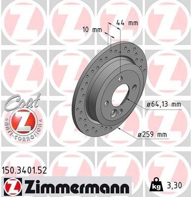 Bremseskive ZIMMERMANN 150.3401.52