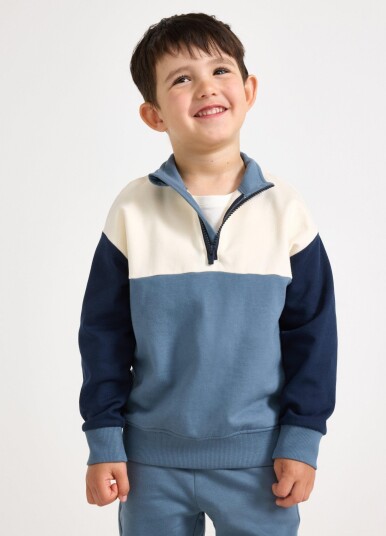 Lindex Sweatshirt With Half Zip Blue 116