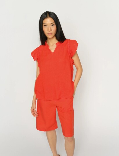 MOS MOSH Mmtea Linen Blouse   Orange   S