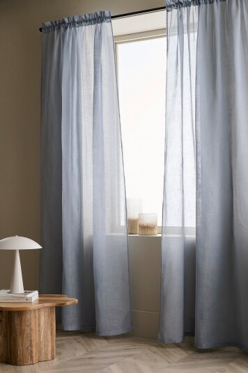 Ellos Home   Gardin med løpegang Lara 2 pk   Blå