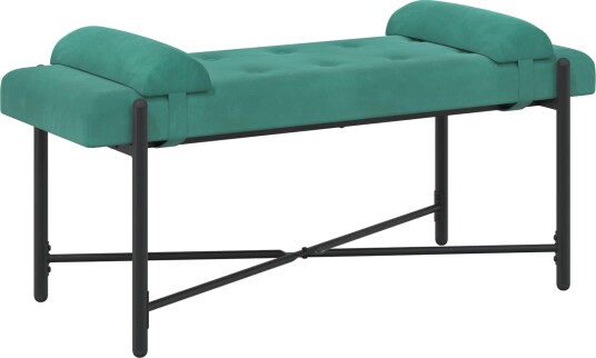 vidaXL Knappet tuftet benk med puter Turkis 110 x 40 x 46 cm Fløyel