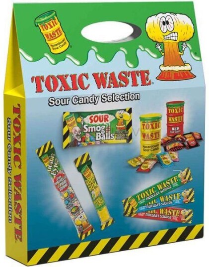 Toxic Waste Sour Candy Selection   Gavepakke med Forskjellige Toxic Waste Godterier 150gram