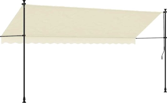 Uttrekkbar markise kremhvit 400x150 cm stoff og stål