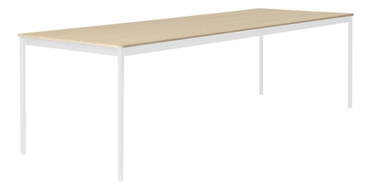 Muuto Base spisebord oak, hvitt stativ, plywoodkant, 250 x 90 cm