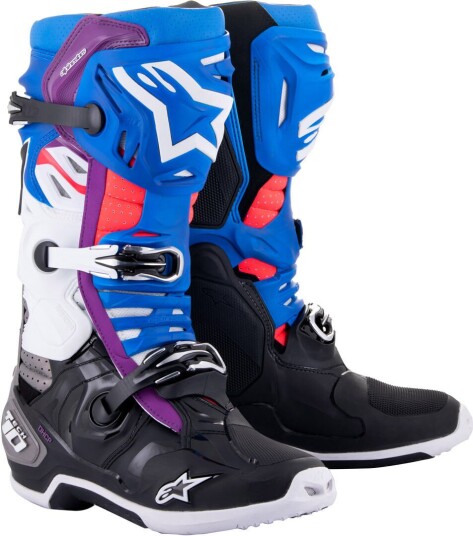 Alpinestars Tech 10 Supervented Motocross støvler Svart Hvit Blå Alpinestars Tech 10 Supervented Motocross støvler Svart Hvit Blå