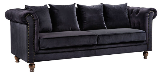 Velvet sofa 3 seter velour svart.