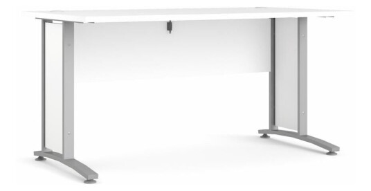 Prisme skrivebord B hvit og sølvgrå stål.