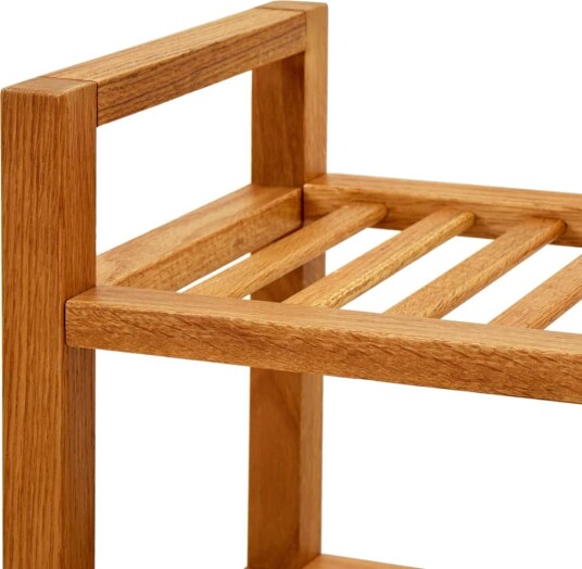 vidaXL Skostativ med 2 hyller 100x27x40 cm heltre eik