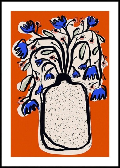 Blue Blossoms Vase Plakat Plakat / 50x70cm