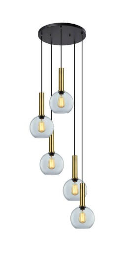 Less rondell takpendel 5 lys - Small - Messing / Klar