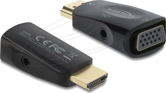 Delock Video/Audio Adapter Hdmi Hann Til 15 Pin D Sub Db 15 Mini Phone Stereo 3.5 Mm Hunn Svart 1080P Støtte 60 Hz