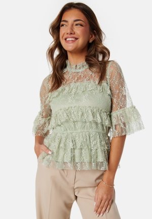 BUBBLEROOM Smilla Lace Blouse Dusty green 46